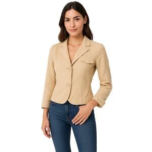 GAP Women’s Beige Linen Cotton Blazer Jacket Size 12 Y2K